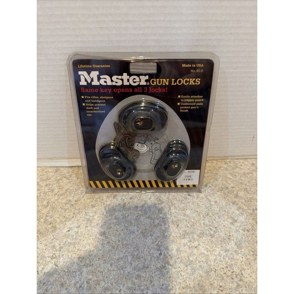 Master Lock No. 91-D Gun Trigger Locks, 3-pack, keyed alike made in the USA